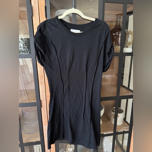 Current/Elliott The Pintucked Dress Caviar Destroy TShirt Mini short sleeve - Picture 7 of 11